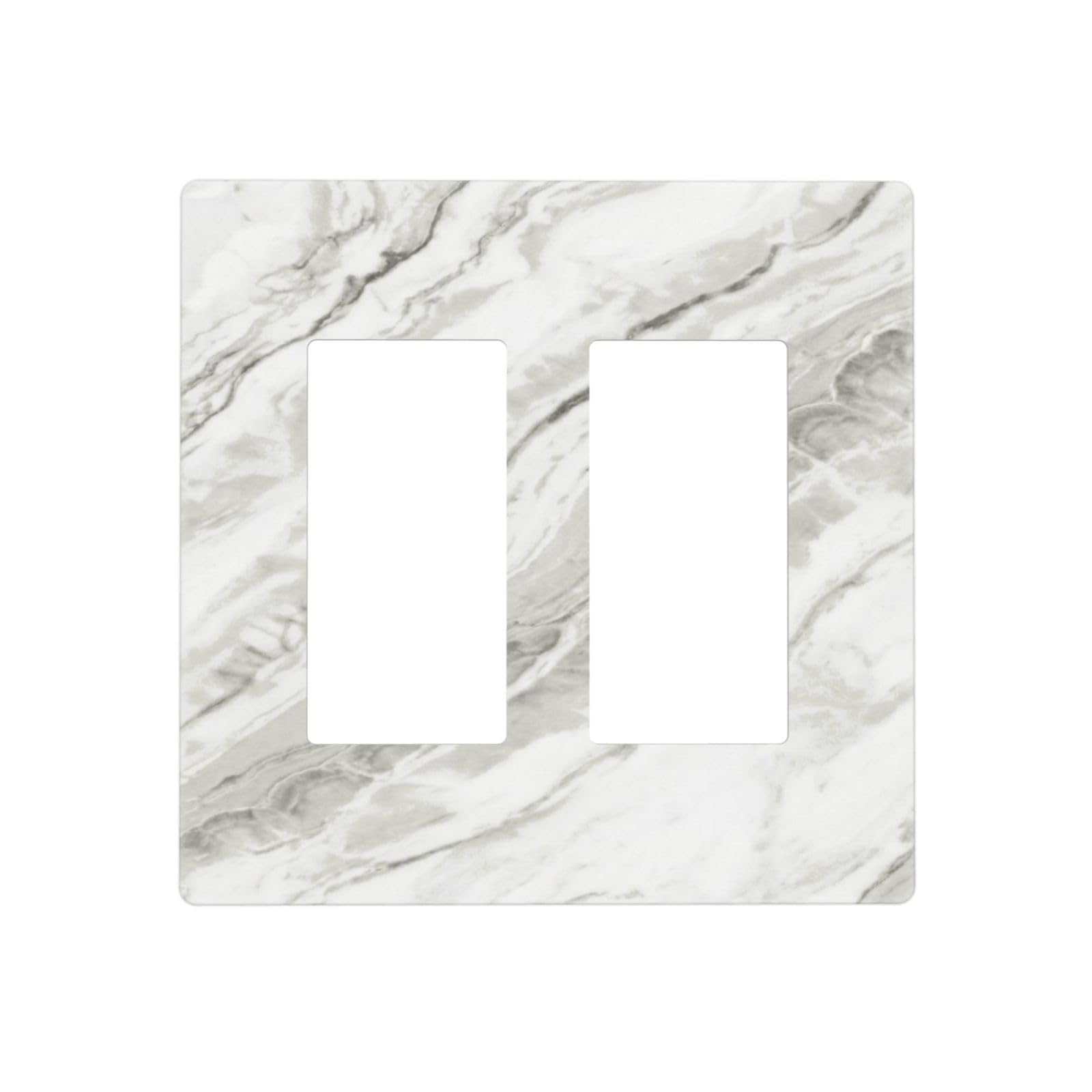 Modern White Grey Cream Marble Decorative 2 Gang Double GFCI Decorator Rocker Light Switch Cover Outlet Wall Plate Electrical Faceplate Screwless