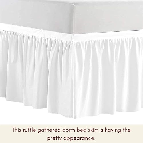 Miniatura 4 de Falda de cama de calidad de hotel de 800 hilos, 100% algodón con volantes, tamaño 46 pulgadas, suave, extra larga, elástica, para dormitorio, falda