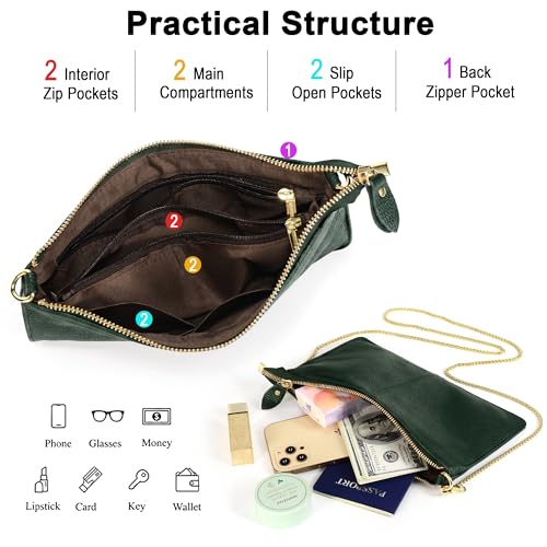 Image of YALUXE Genuine Leather Wristlet Handbags Purses Cell Phone Pocket Clutch Wallet Crossbody Bags for Women