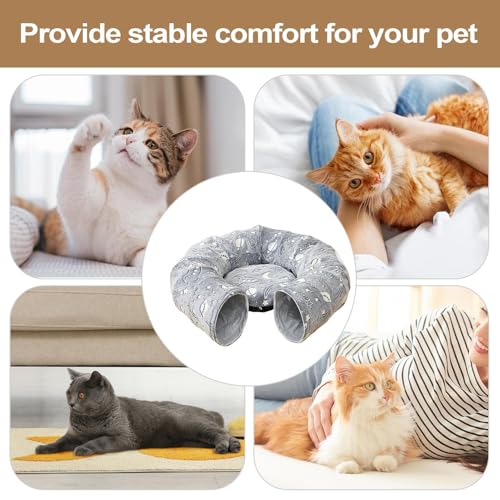Túnel para gatos con cama antiestrés para juego y descanso 5