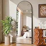 NBGV 59"x16" Floor Mirror Full Length, Arched Full Length Mirror with Stand, Full Body Mirrors for Bedroom Living Room or Cloakroom Black