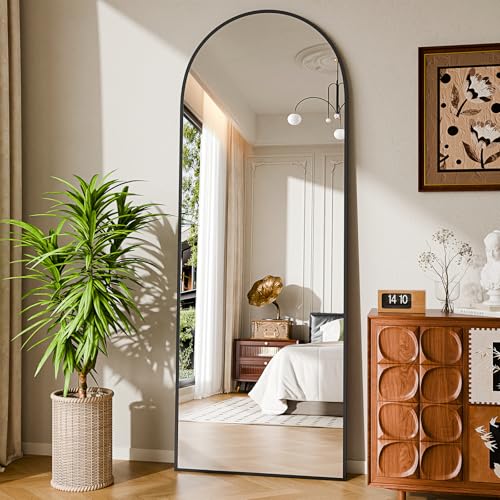 NBGV 59"x16" Floor Mirror Full Length, Arched Full Length Mirror with Stand, Full Body Mirrors for Bedroom Living Room or Cloakroom Black