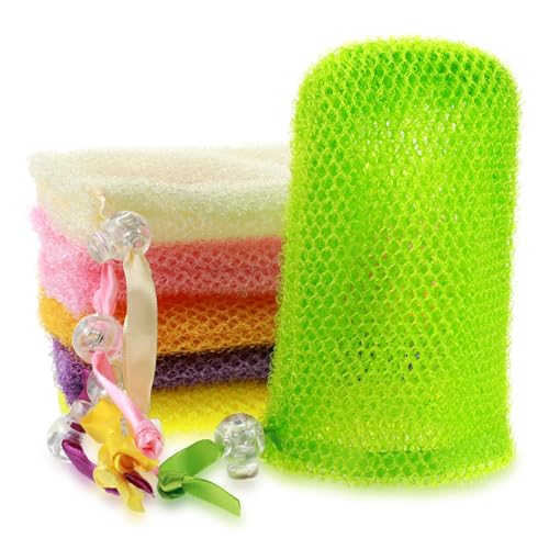 6 Stück Seifenbeutel aus Netzgewebe Peeling-Netzbeutel Schaumbildender Duschschwamm Luffa-Schwamm für die Körperreinigung Aufhängbarer Seifenbeutel zum Aufbewahren von Seifenstücken