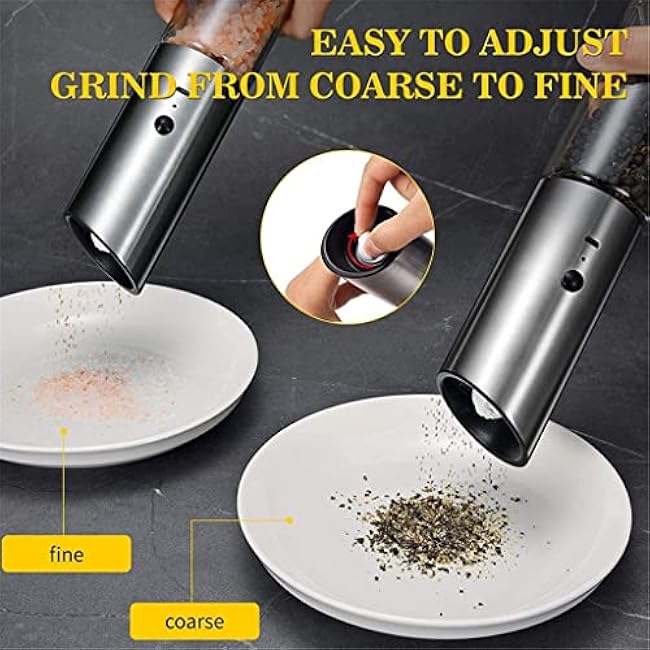 WUDILU Automatic Adjustable Electric Pepper Salt Grinder Mill Seasoning Grinding for Cooking USB Rechargeable Mills Kitchen Tools