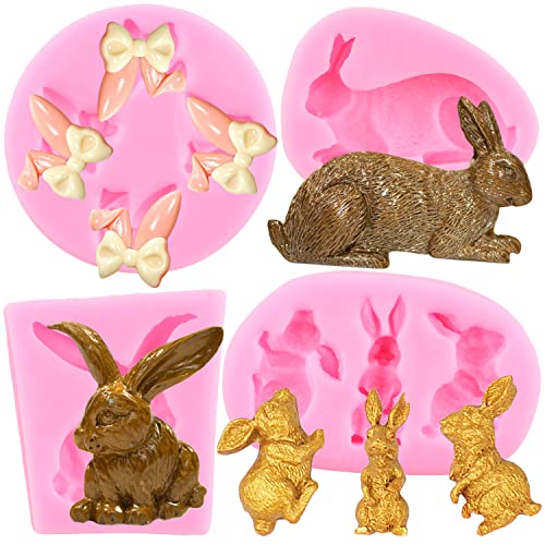 ZiXiang Rabbit Silicone Fondant Mold Easter Bunny Ears Chocolate Molds For Cake Decorating Cupcake...