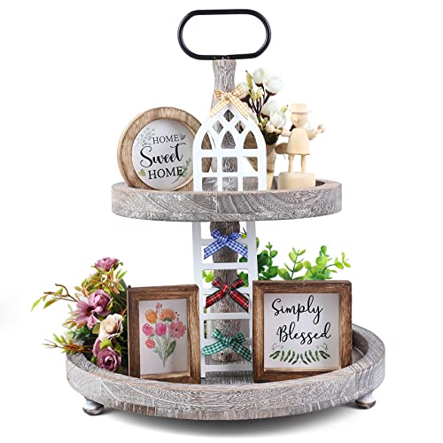 Tiered Tray Decor Set - Farmhouse Home Decorations, Exquisite...