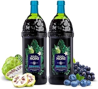 TAHITIAN NONI Juice by Morinda, Original and Authentic, Noni Fruit Puree from Tahiti with Natural Blueberry & Grape (Resveratrol), All-Natural Daily Wellness Drink - 2 One Liter Juice Bottles Case