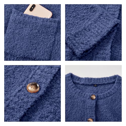 Image of Arach&Cloz Women's Open Front Cardigan Sweaters Fall Fashion Button Down Knit Chunky Outwear Coats with Pockets