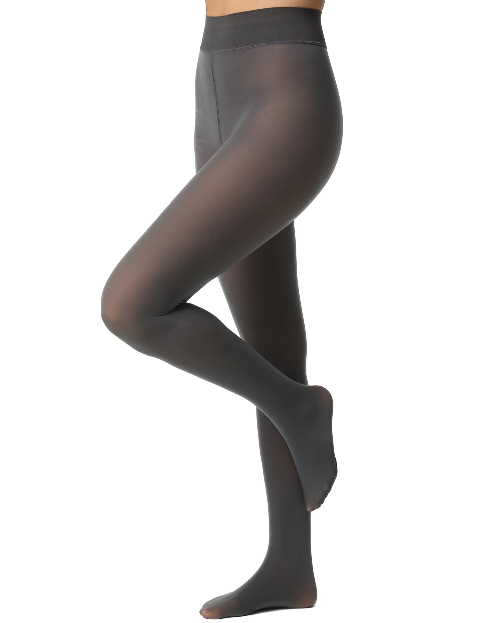 Nur Die Warm & Transparent extra haltbar 80 DEN warme Fein-Strumpfhose beige durchscheinend Komfortbund Damen, grau, L