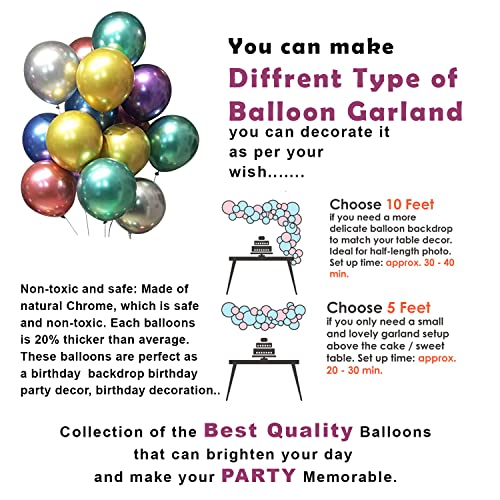 Image of Party Propz Multicolor Chrome Balloons Combo - 100Pcs Chrome Balloons