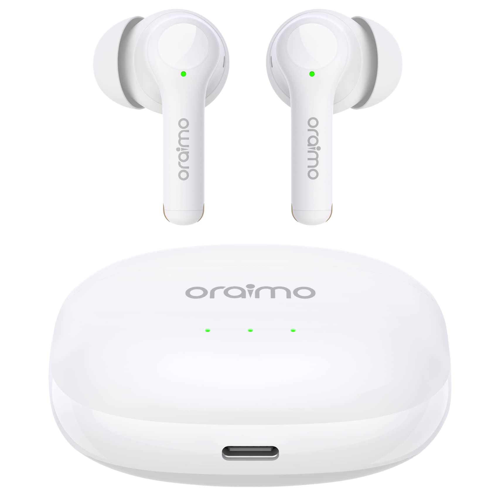 Oraimo Wireless Bluetooth Headphones In-Ear Earphones with Noise Cancellation, 36 Hours Playtime, Wireless Headphones with 4 Built-in Microphones and Stereo Bass Sound for Work