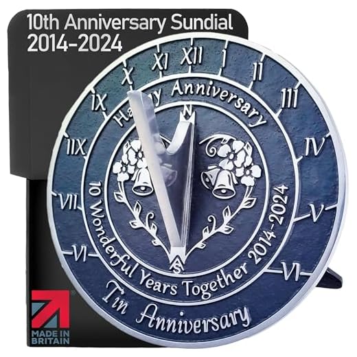 Anniversary Sundial Gift for 10th Tin Wedding Anniversary in 2024 - Recycled Metal Home Decor Or Garden Present Idea - Handmade in UK for Him, Her Parents Or Couples 10 Year Celebration