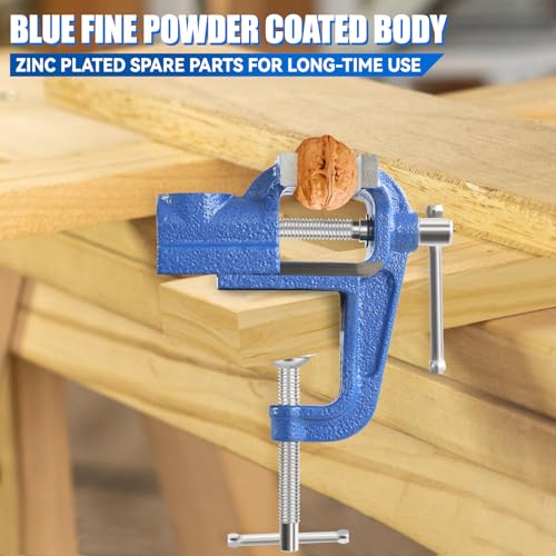 Image of Mini Table Clamp, 2 inch blue, Small Bench Vise, Upgraded cast steel manufacturing Jewelers Hobby Clamps Craft Repair Tool Portable Work Bench Vise (Mini)