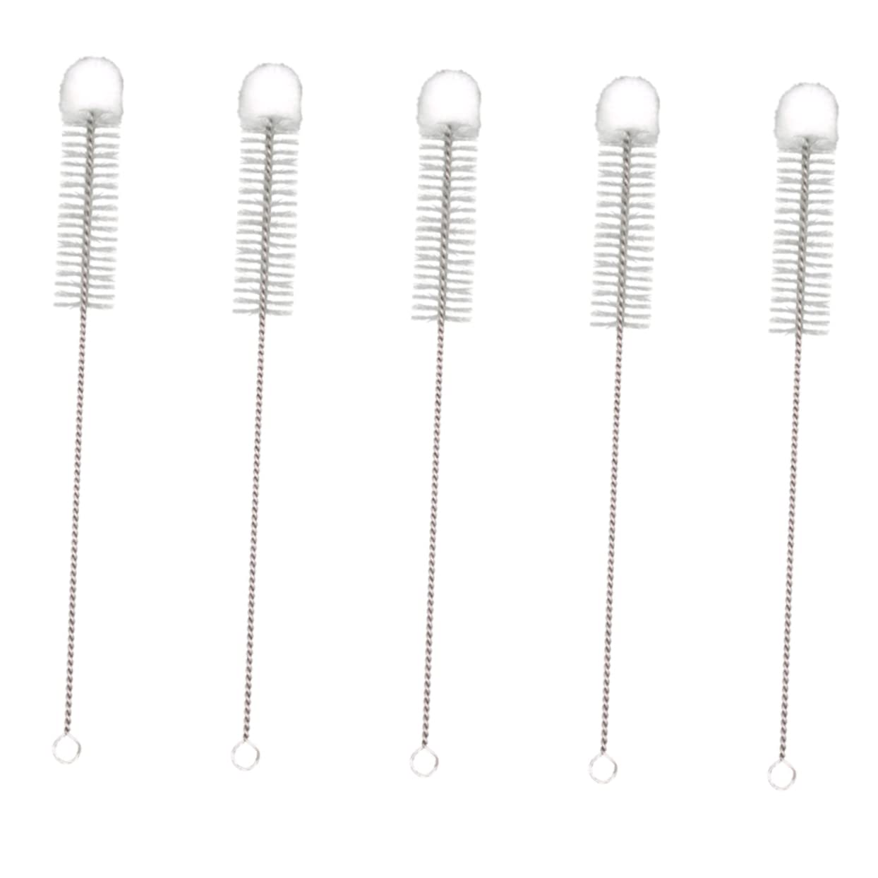 Didiseaon 5pcs Nylon Cleaning Brush Cotton Softy Tip Brush Pipe Cleaner Brush Test Tube Brush Brush Jars Brush Cleaning Softy Tip Brush Bottle Brush Nylon Brush Stainless Steel White