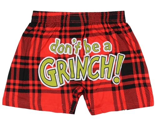 Dr. Seuss The Grinch Men's Don't Be A Grinch Plaid Boxers Underwear Lounge Sleepwear3