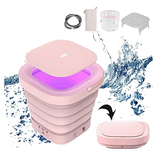 Mini Washer Machine and Dryer with 4/6 Huors Drying and UV, Washing Machine Portable 4D Wave Wheel,High Power for Personal,Dormitory,Apartment,Pink
