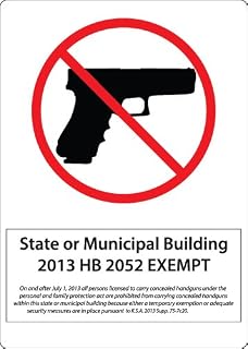Zing Green Products 2801 Recycled Plastic Concealed Carry Sign, Kansas-Municipal, Red/Black/White, 14" Length, 10" Width