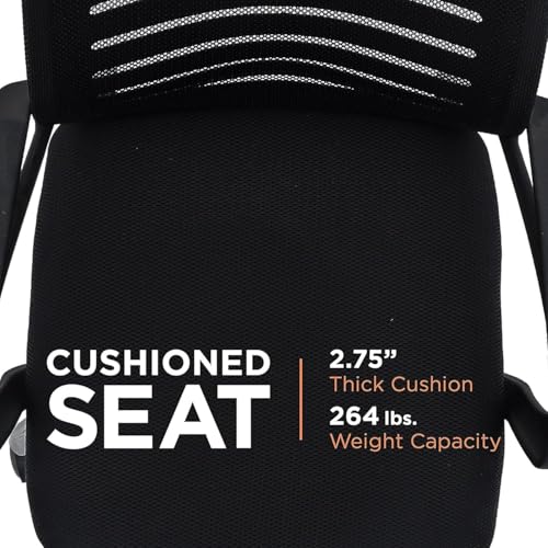 Image of Ergonomic Office Chair, Mesh Back, Black, Height Adjustable with Wheels