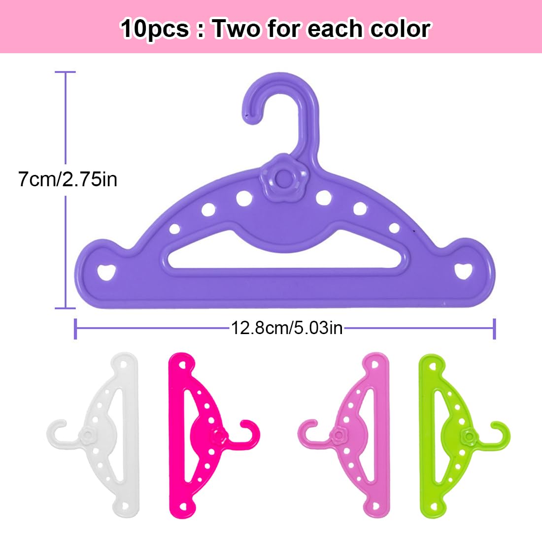 Appendiabiti per Bambole Accessori Appendini Grucce alla Moda per 11.5 Pollici 28-30 CM Bambola, 10 pezzo