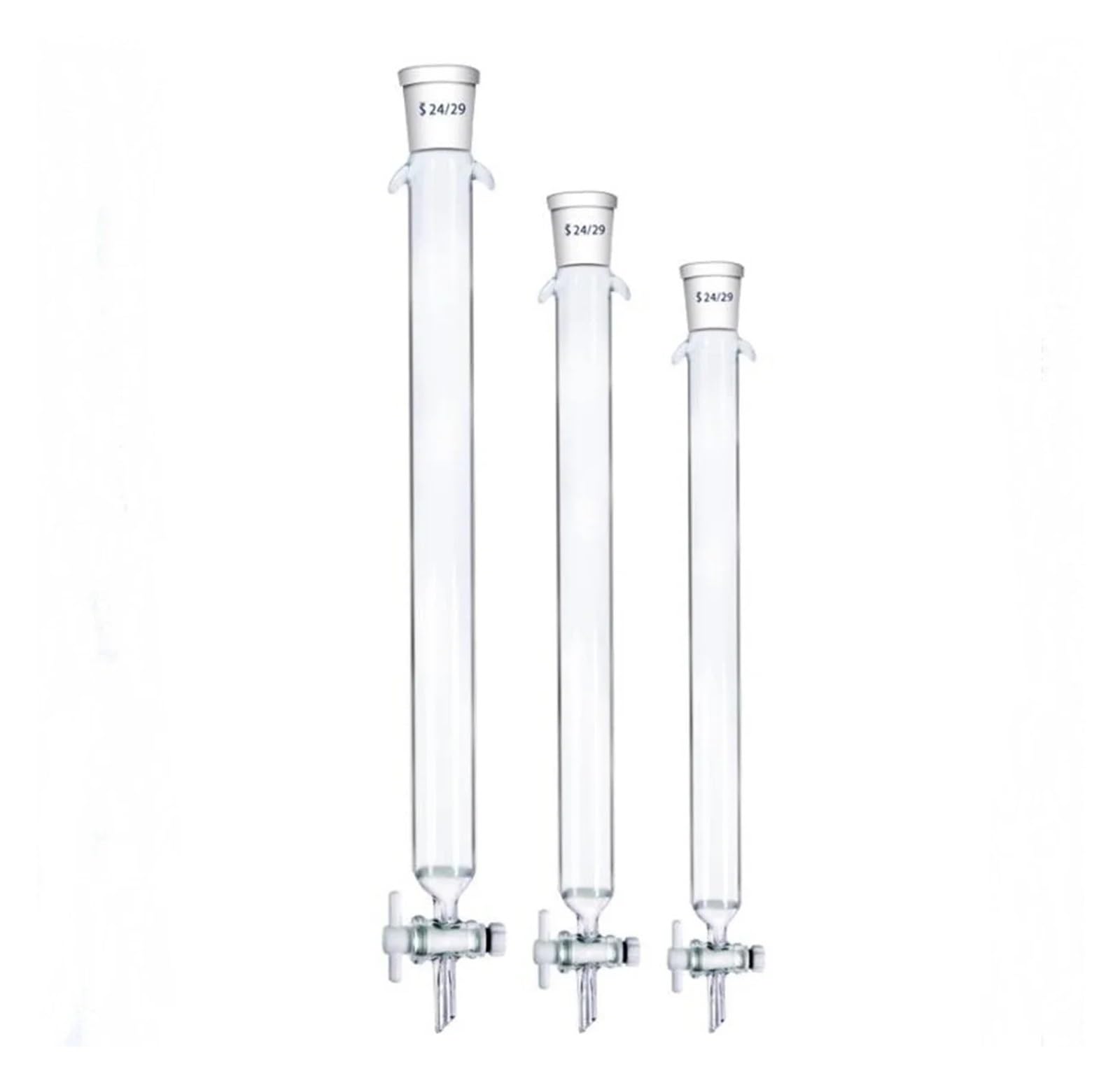 Glaschromatographiesäule, PTFE-Hahn, geschliffener Konus, Fritte(40x200mm)