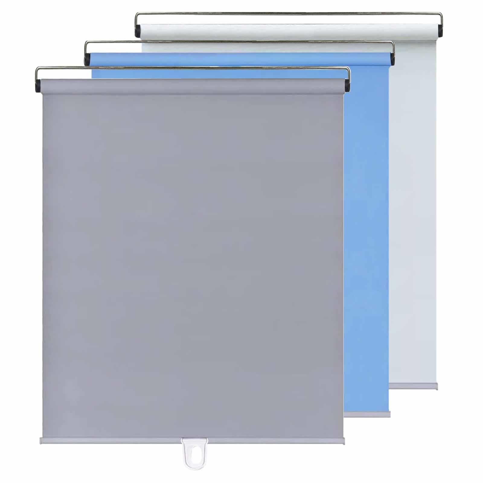 Dzhtuf Grey Retractable Roller Blind With Adhesive Hooks, Temporary Lightweight Curtain, Portable Sunshades, Cordless Roller Blind With Spring System, No-Drill Blackout Blind,-90X200cm/35X79in