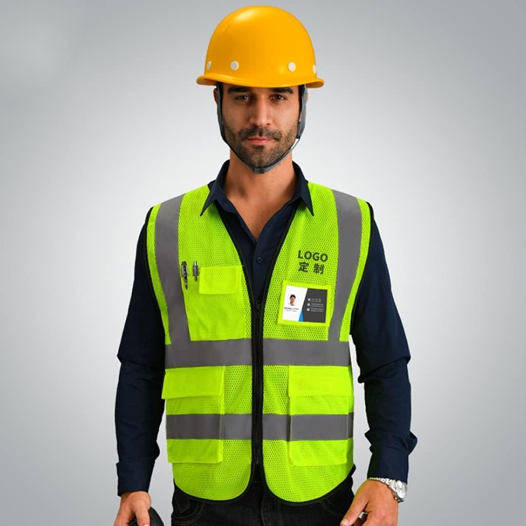 hi vis chaleco reflectante de alta visibilidad, Chaleco de seguridad Chaleco de seguridad Malla transpirable Traje reflectante Bolsillos y cremallera Reflectante