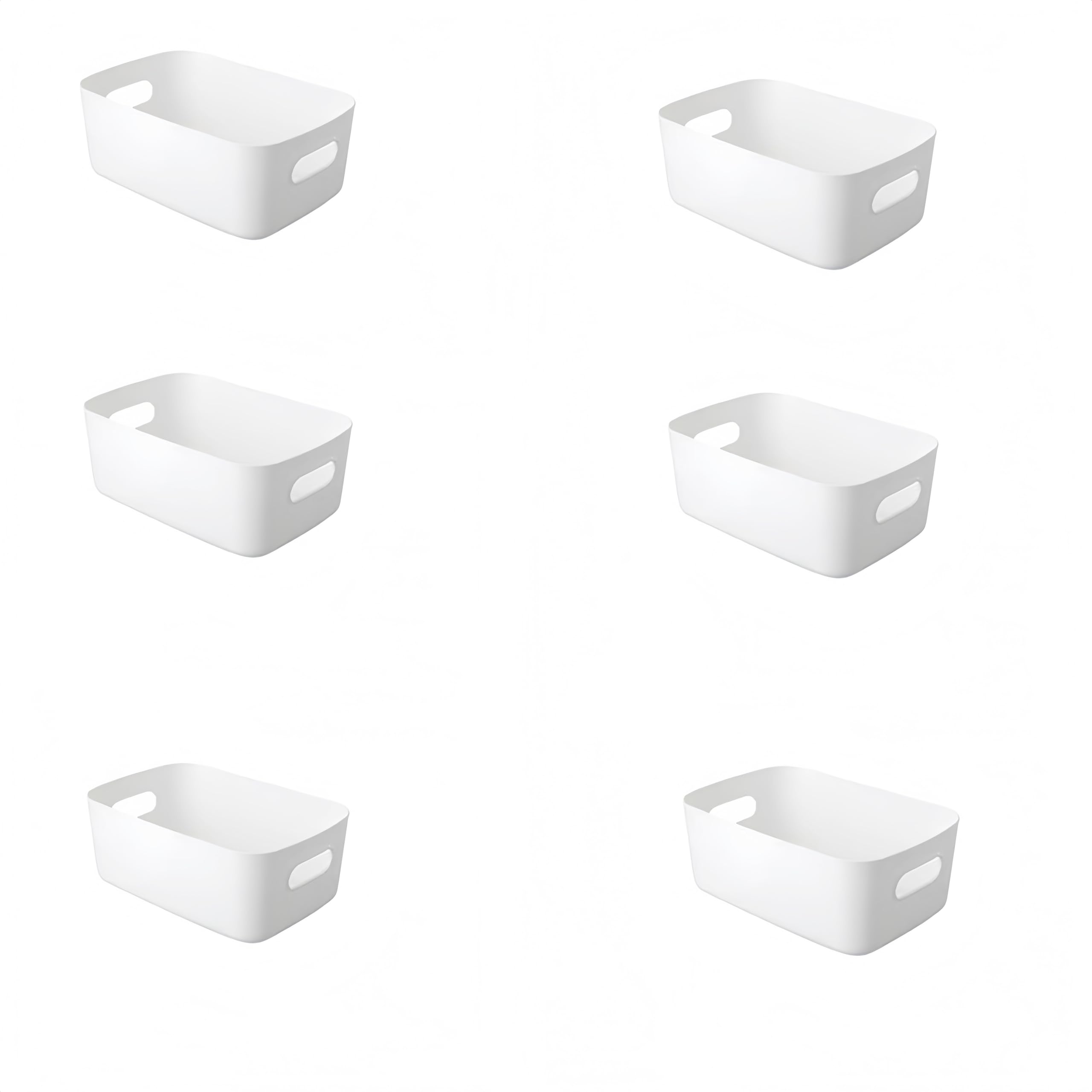 YisheenHome storage baskets plastic basket with Handles for Multifunctional Home Storage and cupboard organiser ,bathroom storage boxes, Toys, Office, Set of 6Pcs (white, large)
