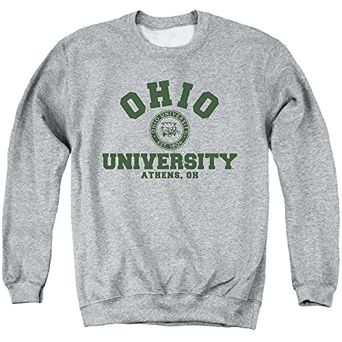 Ohio University Official Circle Logo Unisex Adult Crewneck Sweatshirt,Athletic Heather, Medium