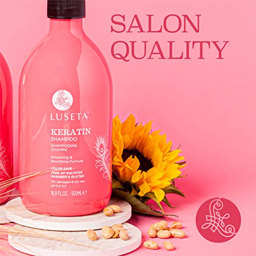 Image of Luseta Keratin Shampoo for Dry Damaged Hair, Repair & Strengthen 16.9oz | Smoothing & Nourishing for Color Treated Hair, Helps Tame Frizz, Improve Manageability and Leave Hair Soft, Silky