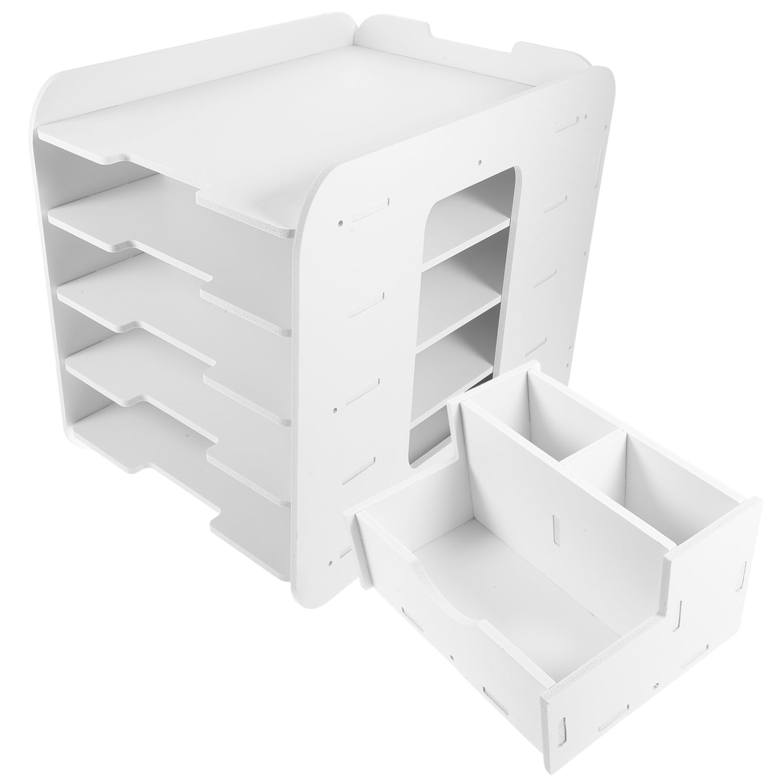 PRETYZOOM Portadocumenti in Materiale Composito Legno-plastica Organizzatore Di File Da Scrivania Portariviste Impilabile Per Documenti Lettere e Cartelle