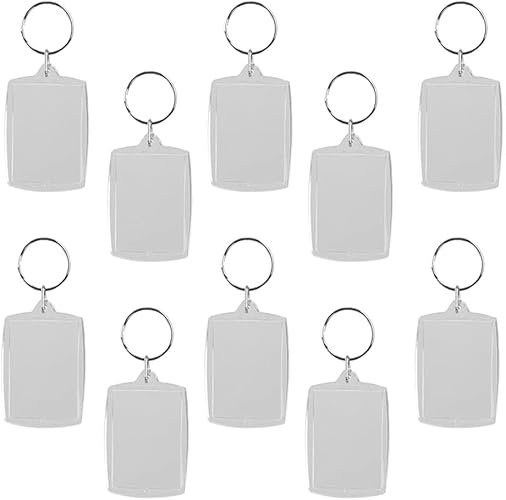 Amazon.co.jp: Perfk 10個入り写真入れDIYキーホルダー透明ケース空白