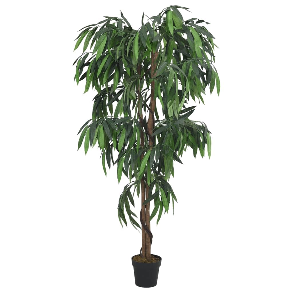 Árbol de Mango Artificial con 900 Hojas Verde 180 cm, Casa y jardín Decoración Flora Artificial, Verde, 8kg