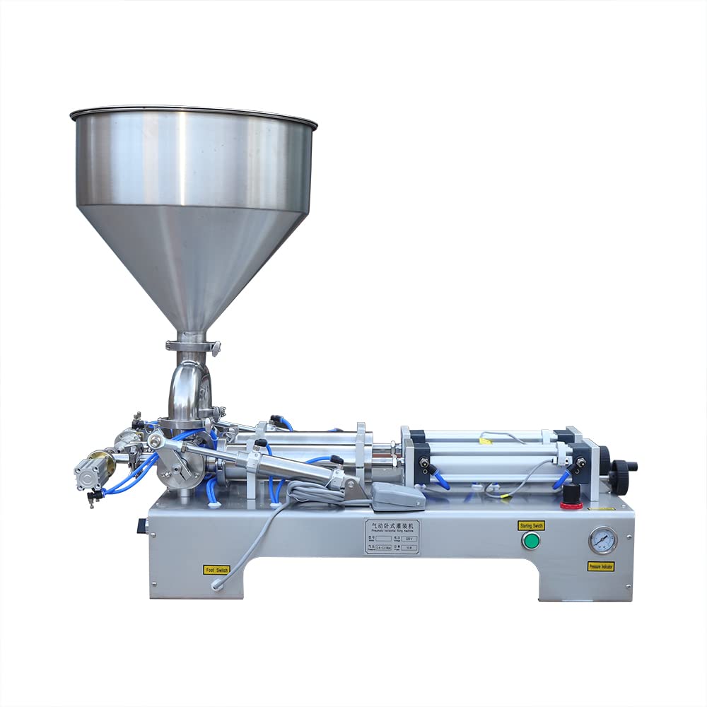 Liquid Filling Machine, 50-500ML Double-head Liquid Filler, Adjustable Bottle Filling Machine, Horizontal Liquid Filler with 30L Hopper, for Milk Essential Oil Wine (50-500ML, Double-Head)