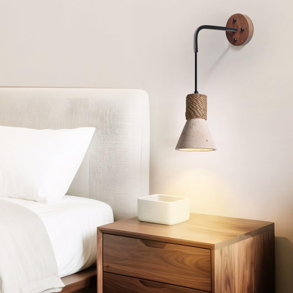 Industrial Style Wall Light, E26 Source Yellow Travertine Lamp, Single Head Flush Mount Sconce, Bedside Living Room Hotel Mounted Lighting Fixtures
