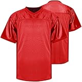 Blank Practice Football Jersey Mesh Athletic Sports Football T-Shirt Black White Red (Red, Small)