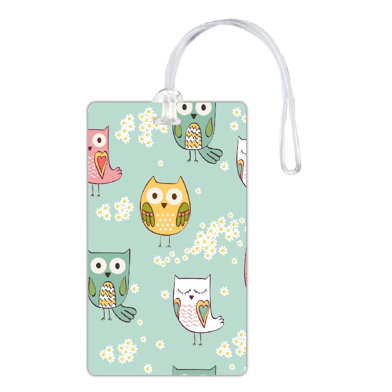 SIGN EVER Cute Cartoon Luggage Tags for Kids and Adults Travel Accessories Bag ID Label with Name Card | Fun Travel Gifts for Girls Boys | Durable Acrylic Baggage Tags (Owl Mint Green Design)-image-42