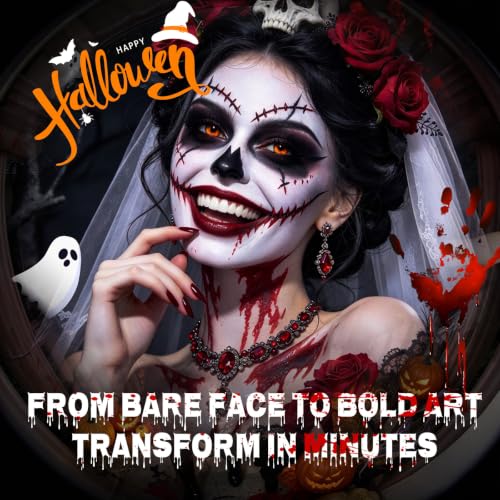 KIMUSE Face Paint Palette for Halloween Makeup, 18 Colors Face Painting Kit, 8 Glitters, 3 Lip Creams & Setting Powder, Halloween Makeup Kit for Cosplay, Costume, Festival, Kids & Adults - image 3