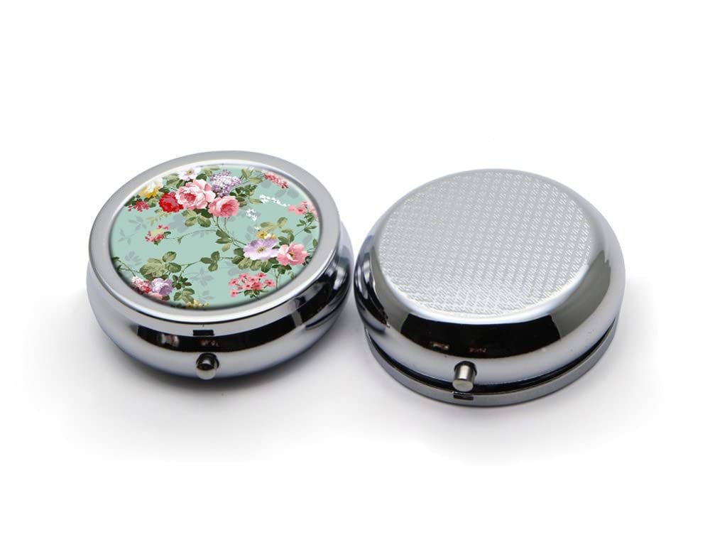 Amazon.com: Vintage Floral Pill Box Purse Pocket Small Round