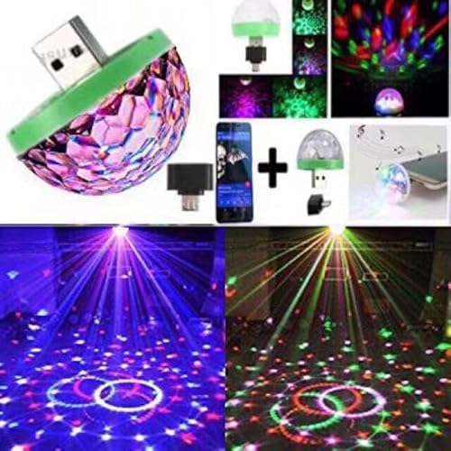 Mini Bola de LED Maluca USB para Celular, Luzes Cintilantes Giratórias e Pulsantes