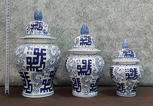 Elegant Handmade Ceramic Ginger Jar Set – Chinoiserie Decor in 3 Sizes (21, 26, 31 cm) for Timeless Home Styling - Image 2