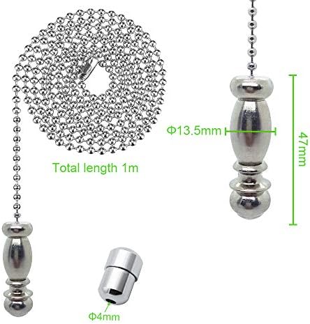 SPTwj 2 Pack Light Pull Chain Blind Pull Cord Stainless Steel Doric Pendant Weight Handle for Bathroom Toilet Light/Ceiling Light Fan Switch with Connectors and Acorn Accessories