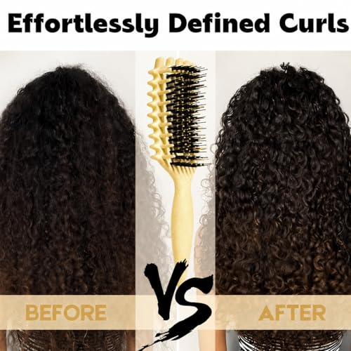 Image of Curly Hair Brush Candybrush Curl Defining Brush for Detangling Shaping and Defining Curls for Women, Men, Wet & Dry Hair (Creamy Yellow)
