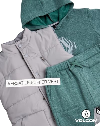 Volcom Boy's Outerwear Set - 3 Piece Boys' Fashion Activewear Set Puffer Vest, Hoodie Sweatshirt and Jogger Pants (12M-7)3