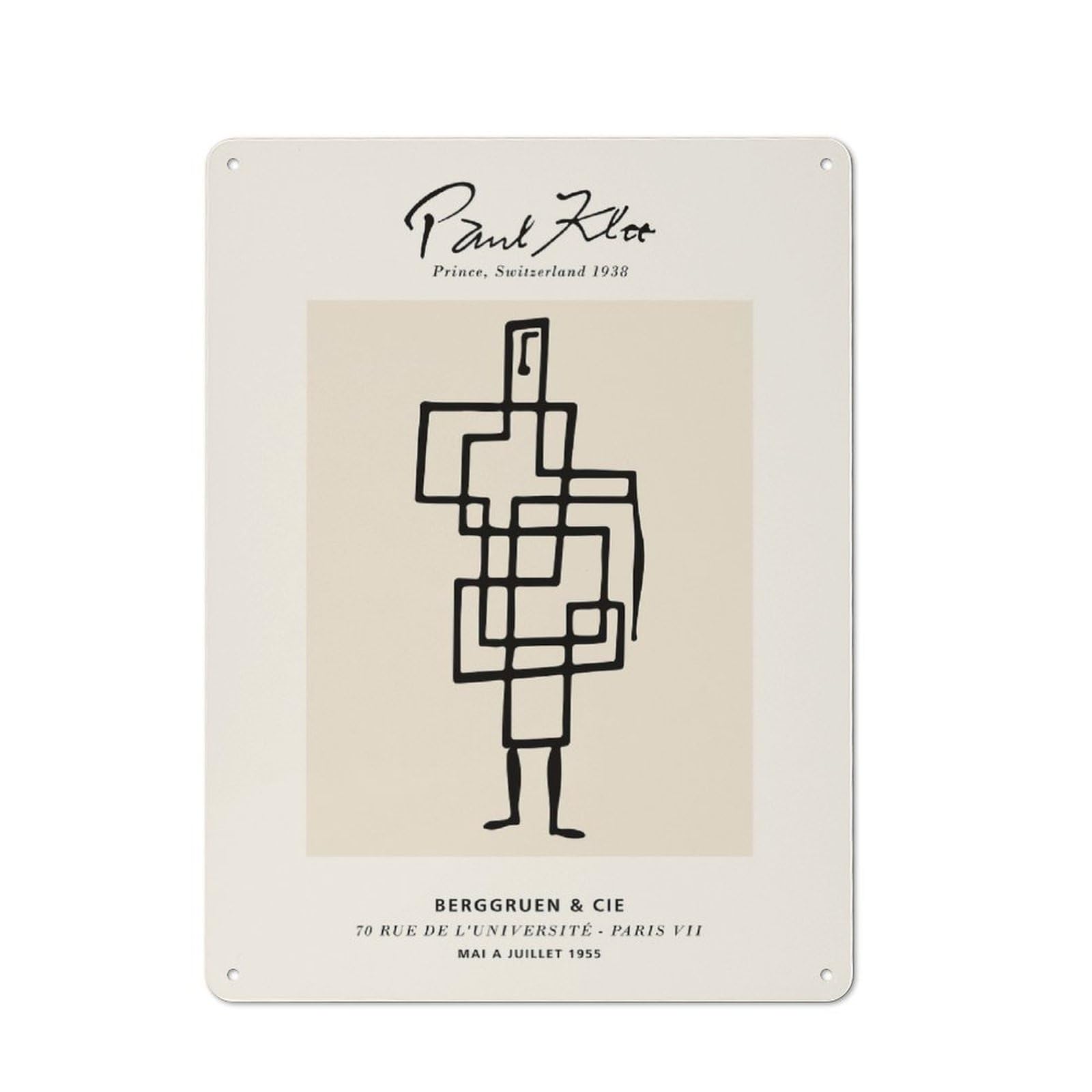 Junmoney Style-14 Tin Wall Plaque 40X30cm With Paul Klee Prince For Studio Or Craft Room, For Kitchen, Dining Room And Home Bar Wall Decor