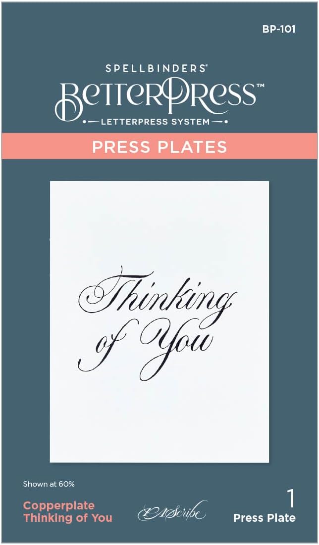 Spellbinders BP-101 Copperplate Thinking of You Press Plate from The Copperplate Everyday Sentiments Collection by Paul Antonio