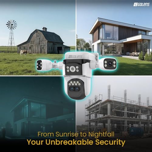 Image of Golens WC22K Solar 4G LTE Security Camera Outdoor, 4-Lens, 10X Zoom, 360 View, PIR Motion Detection, 8000mAh Battery, Color Night Vision, Two-Way Audio, Waterproof