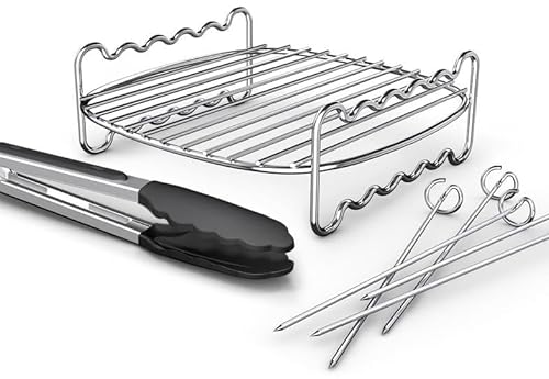 Philips Airfryer HD9920 Doppelwandregal mit 5 Spießen und 1 Silikonkopfzange Easy-Grip Spülmaschinenfest Kompatibel mit Airfryers 6,2L, 8,3L und 9L Airfryers Philips Airfryer HD9920 Doppelwandregal mit 5 Spießen und 1 Silikonkopfzange Easy-Grip Spülmaschinenfest Kompatibel mit Airfryers 6,2L, 8,3L und 9L Airfryers