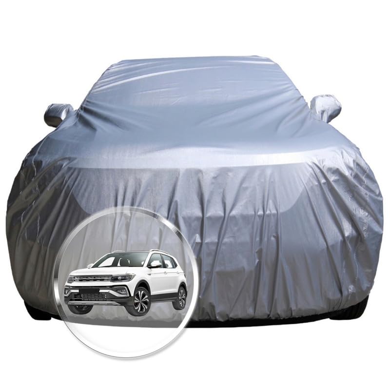 Image of NEODRIFT 'CrystalTech' Car Cover for Volkswagen Taigun (Dolphin Antenna) (100% Water-Resistant, All Weather Protection, Tailored Fit, Multi-Layered & Breathable Fabric) (Colour: Crystal Silver)