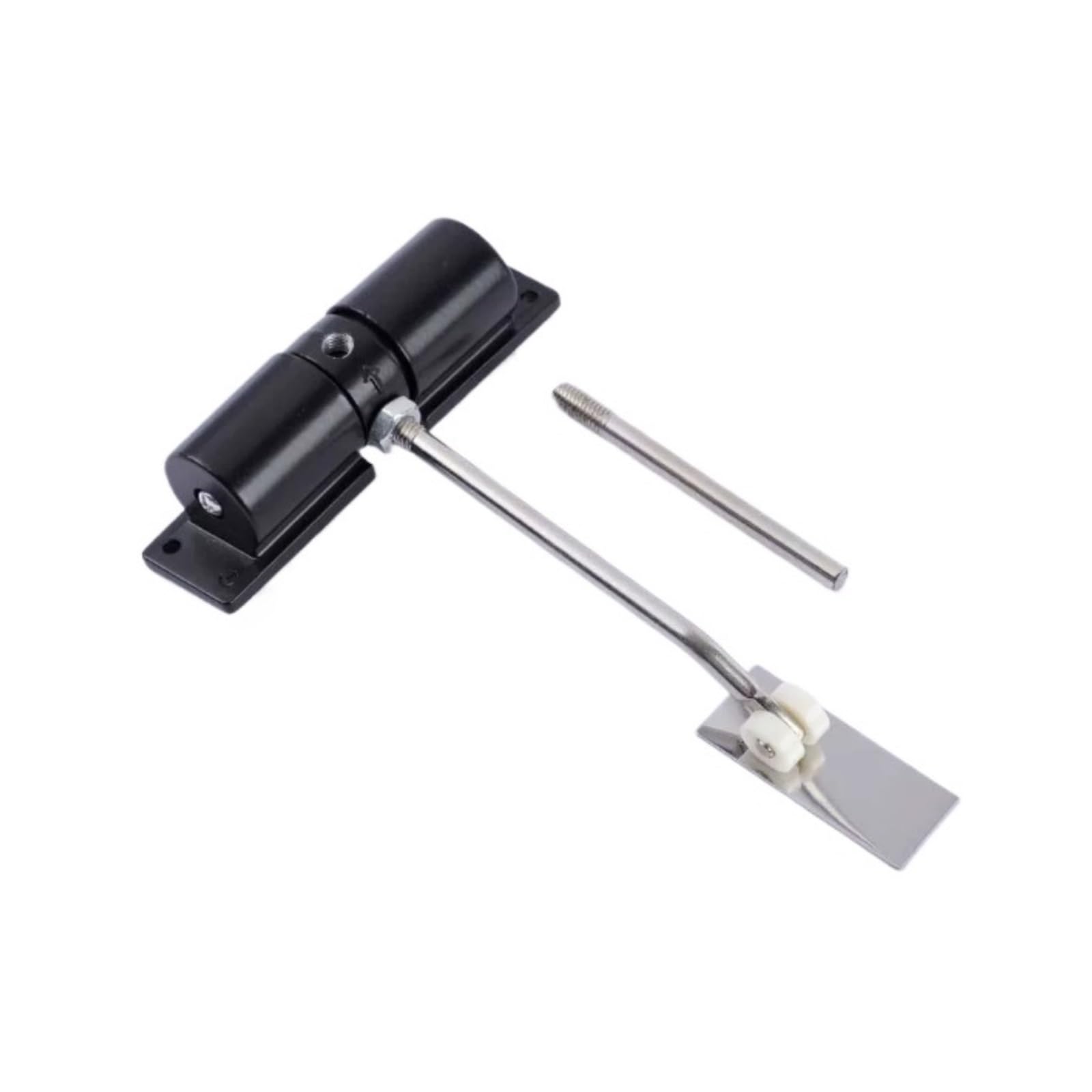 Door Closer, 4-piece Aluminum Alloy Pulley Door Closers, Simple Adjustable Self-Closing Device, Hidden Closer, Double Spring Lar,Commercial & Home Use(Black)
