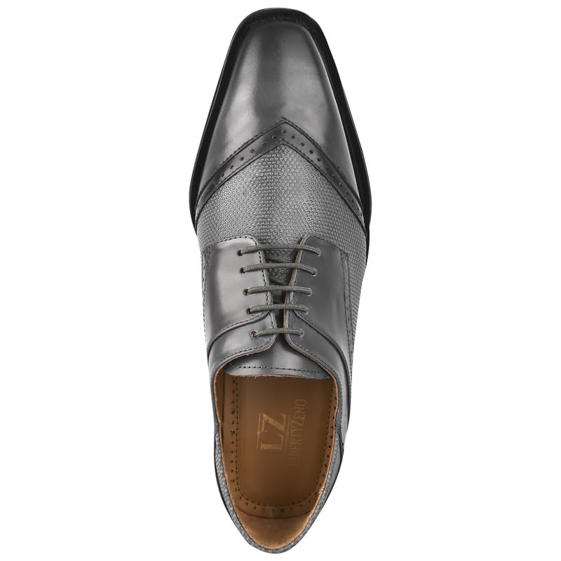 Image of LIBERTYZENO Mens Tread Design & Plain Genuine Leather Lace Up Oxford Dress Shoes for Easter Gift